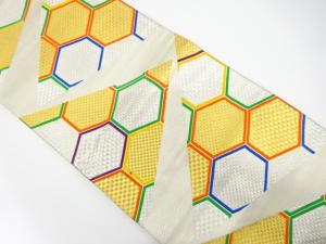 アンティーク　切りばめ風　亀甲模様織り出し袋帯（材料）